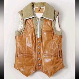 Storm Mountain Sportswear USA Leather Corduroy Vest S/M 36 Buffalo Nickle